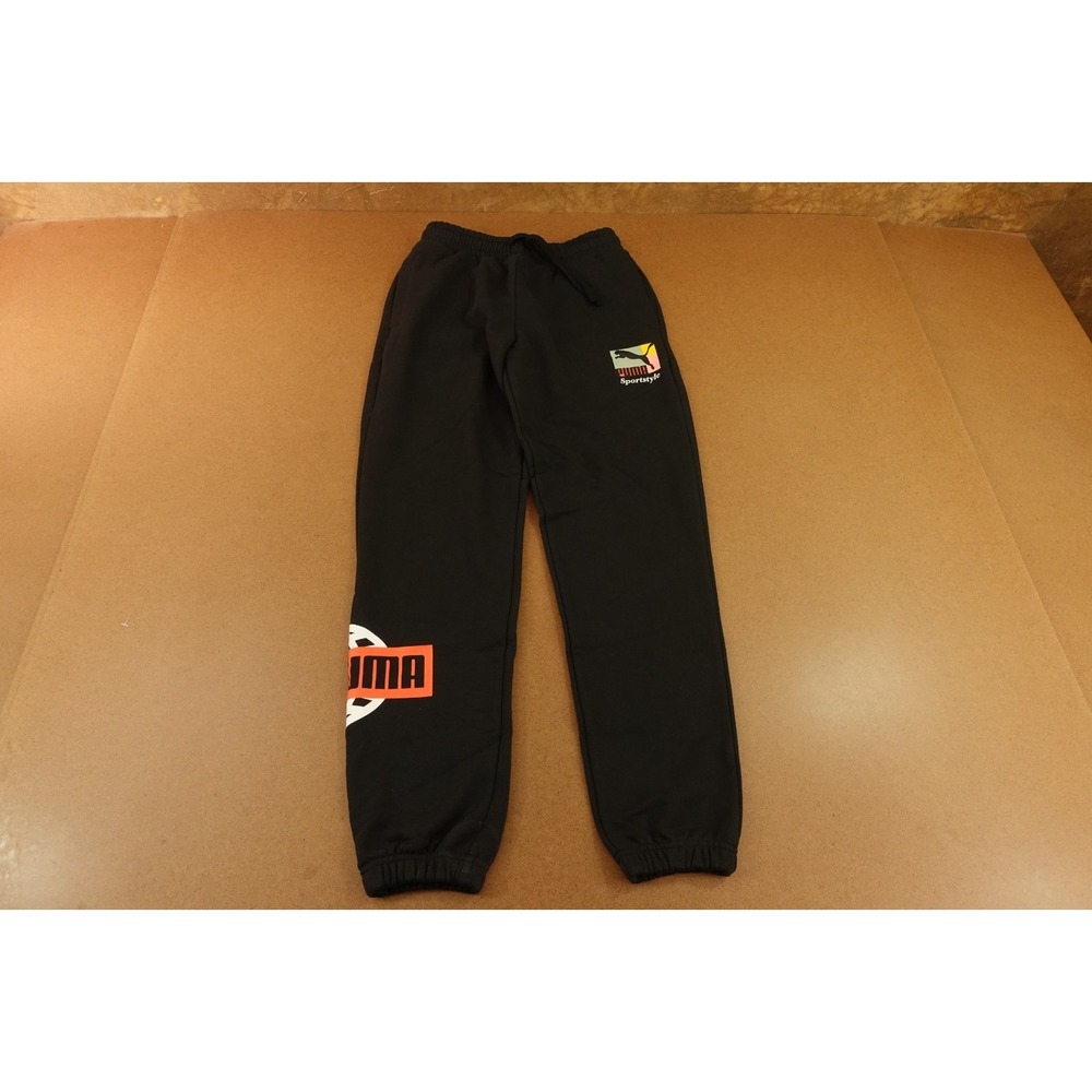 Puma Classics Brand Love Men's Small Black Drawstring Pocketed Sweatpants NWT